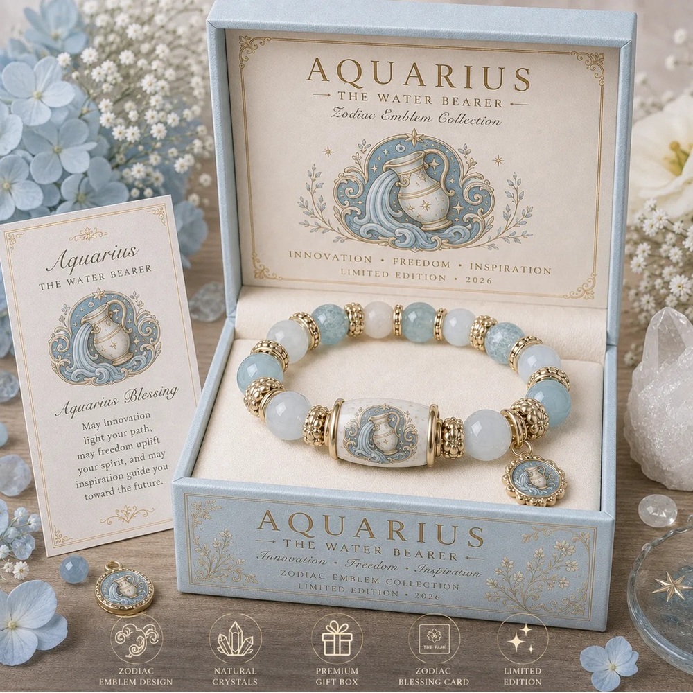 Zodiac Aquarius Bracelet – Blue, White & Gold Women’s Jewelry